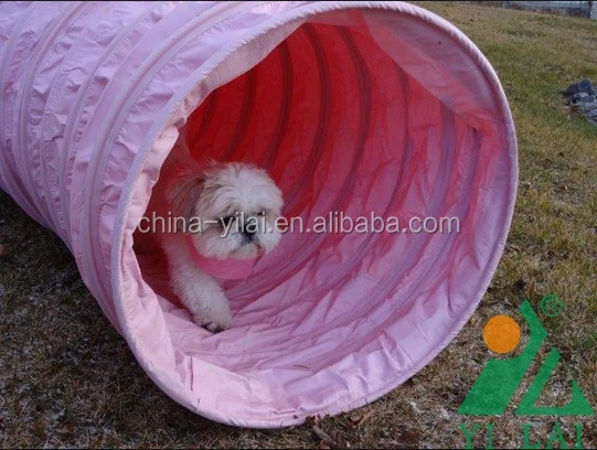 Yellow Color Material with Different Strip Pet Training Tunnel