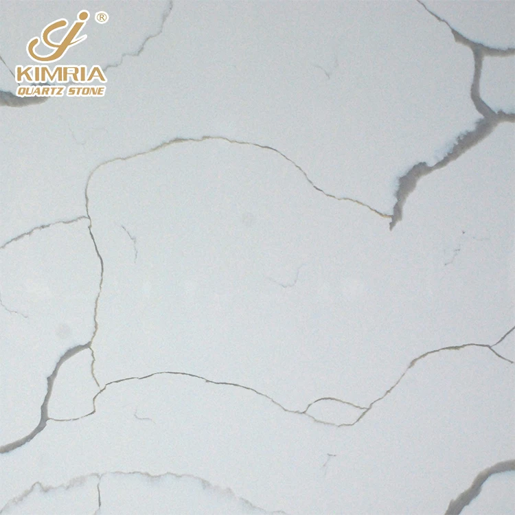 Wholesale Classical Marble Vein Artificial White Calacatta Quartz Stone Slab for Kitchen Island Countertops Vanity Tops Floor