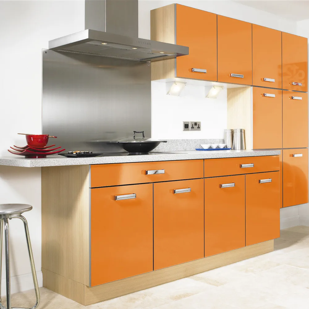 
Simple design modern high glossy lacquer finish orange kitchen cabinets 