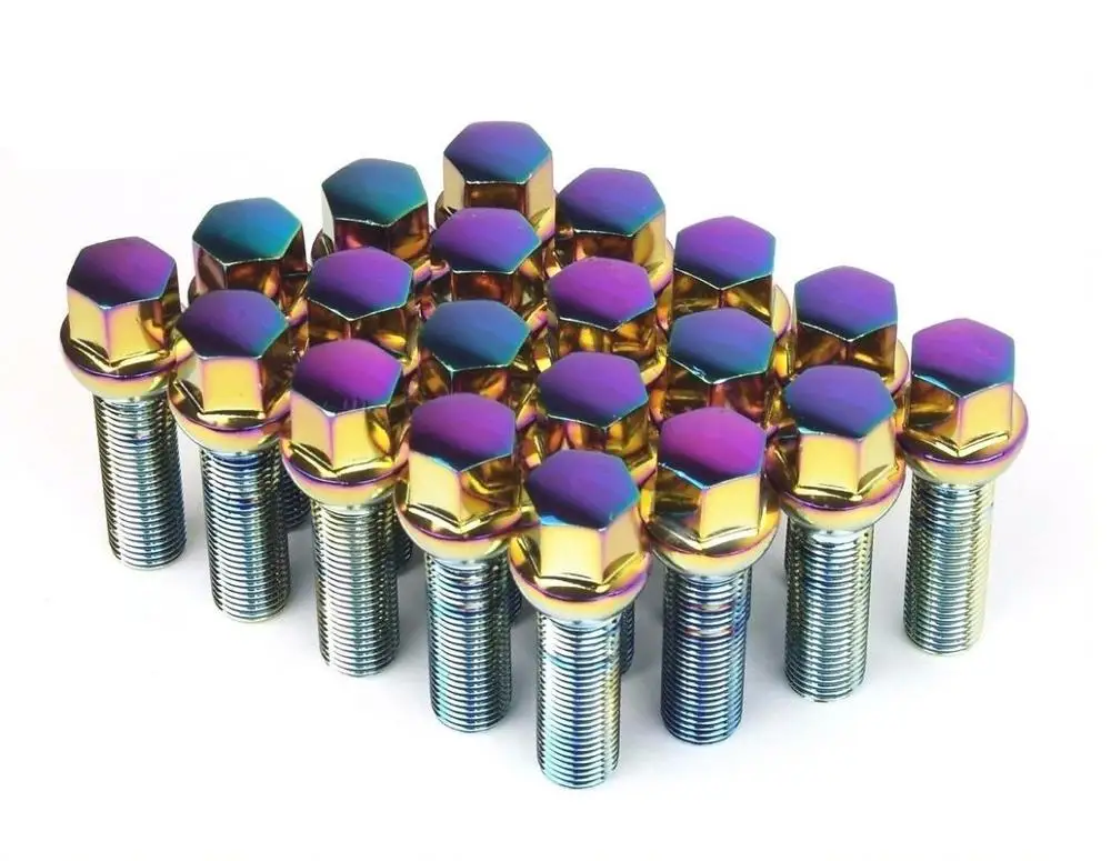 Цветные колесные болты с шагом резьбы 14x1,5, хромированные зажимные болты 10,9 класса Твердые