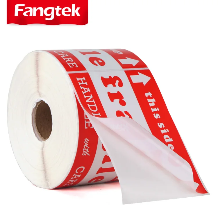 Customized 500pcs/roll Fragile Stickers Red Careful And warning stickers packagingShipping RED Warning Labels Fragile Stickers