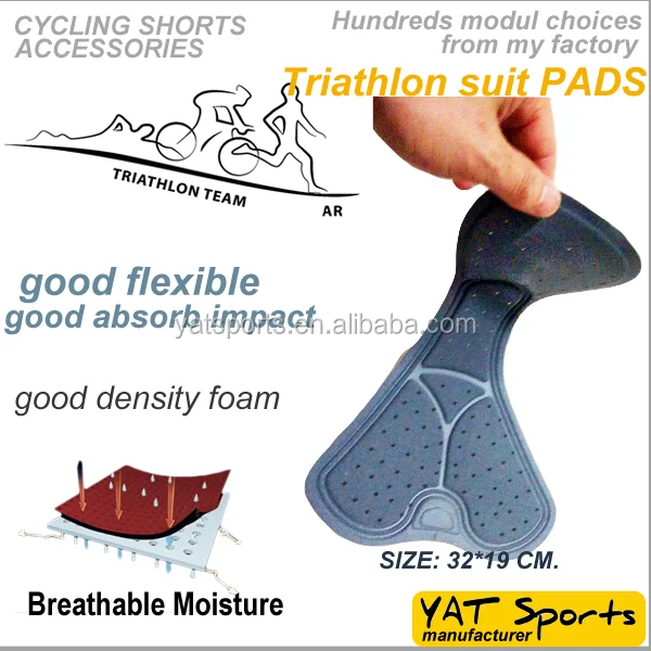 men Cycling tri suit pads needle punch holes High density impact absorb large dimension chamois Triathlon shorts pads