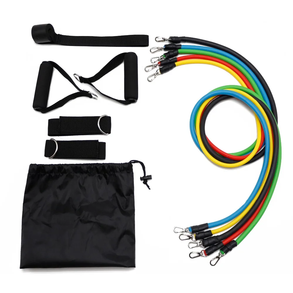 Dropship Hot Sale 11pcs Latex Resistance Band Tube Set with Latex Resistance Band