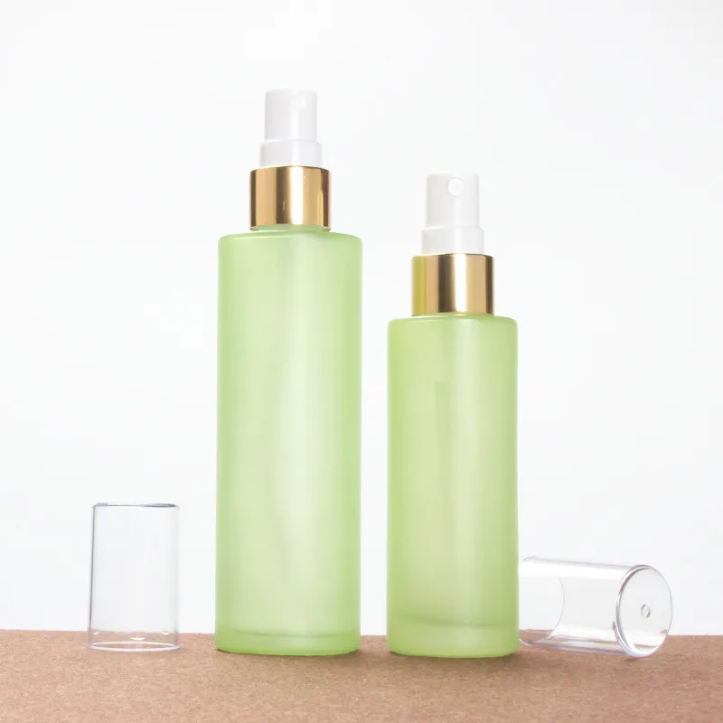 
wholesale frosted green 20ml -120ml cosmetic glass package / cream jar /glass bottles set and jars 