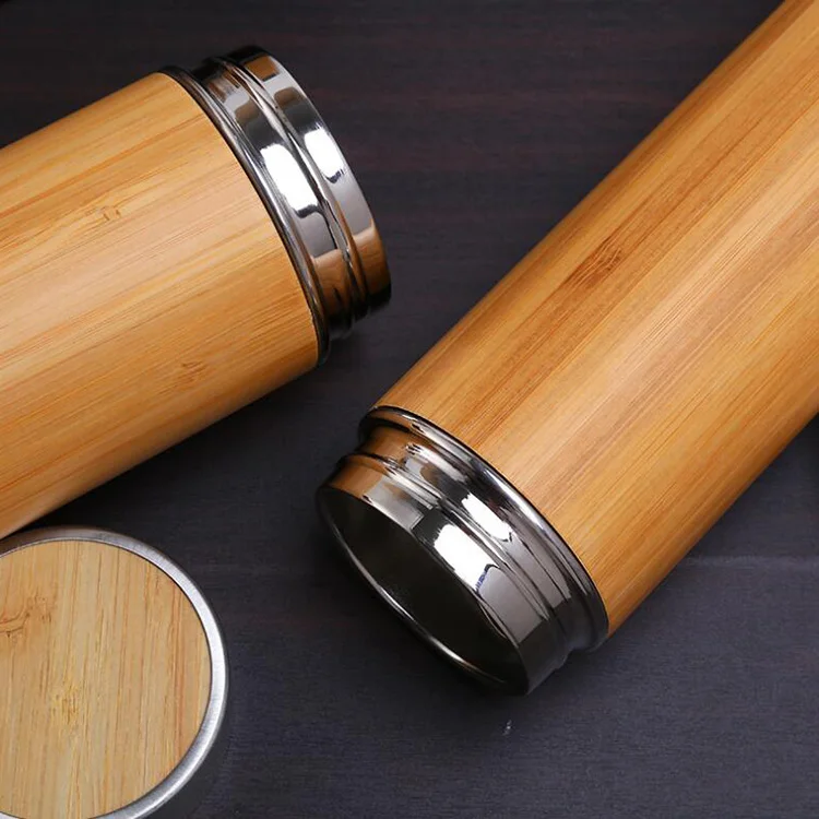 bamboo cup with tea filter Double wall vacuum bamboo tumbler cup
