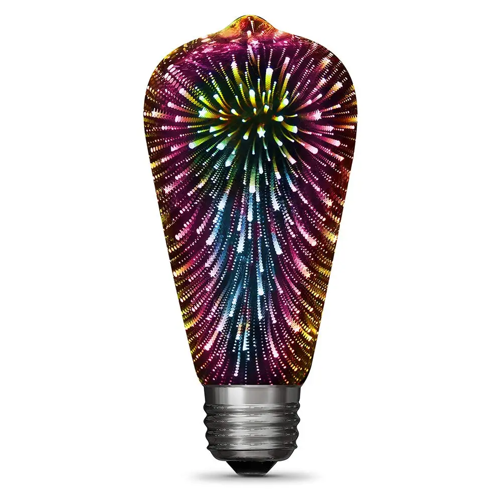 3D Firework Edison ST64 led filament bulb,colorful,Decorative,starry sky,forChristmas holiday party wedding