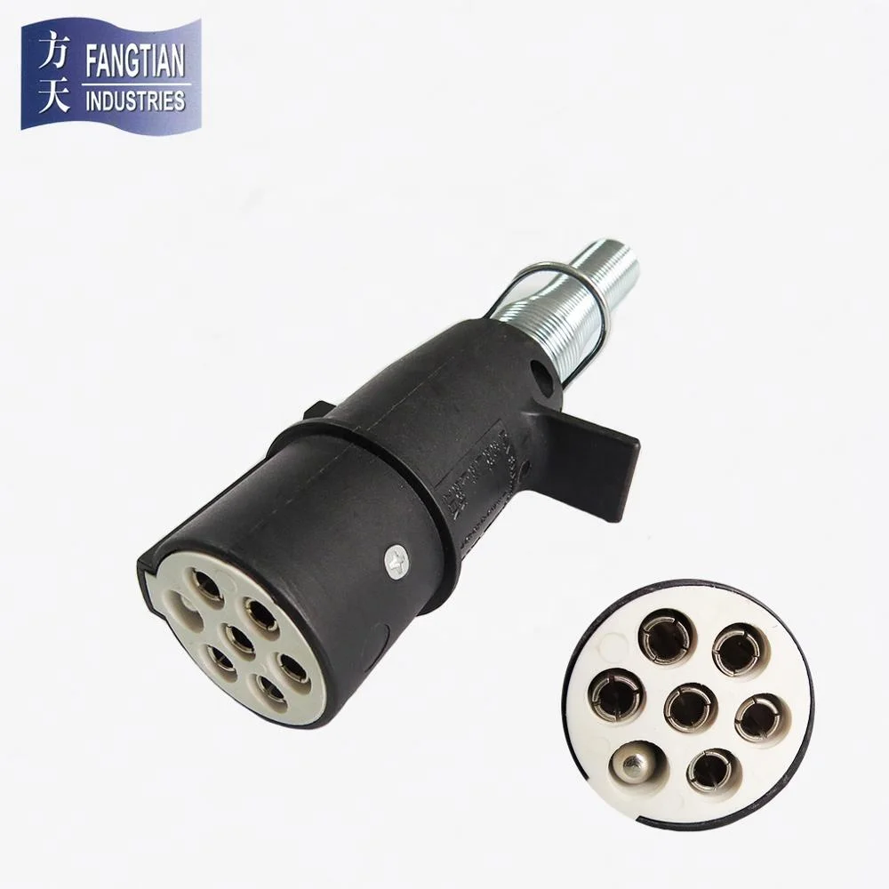 Female Trailer Connector CE European Style Plastic Trailer Plug 7 Pin 24V with Spring