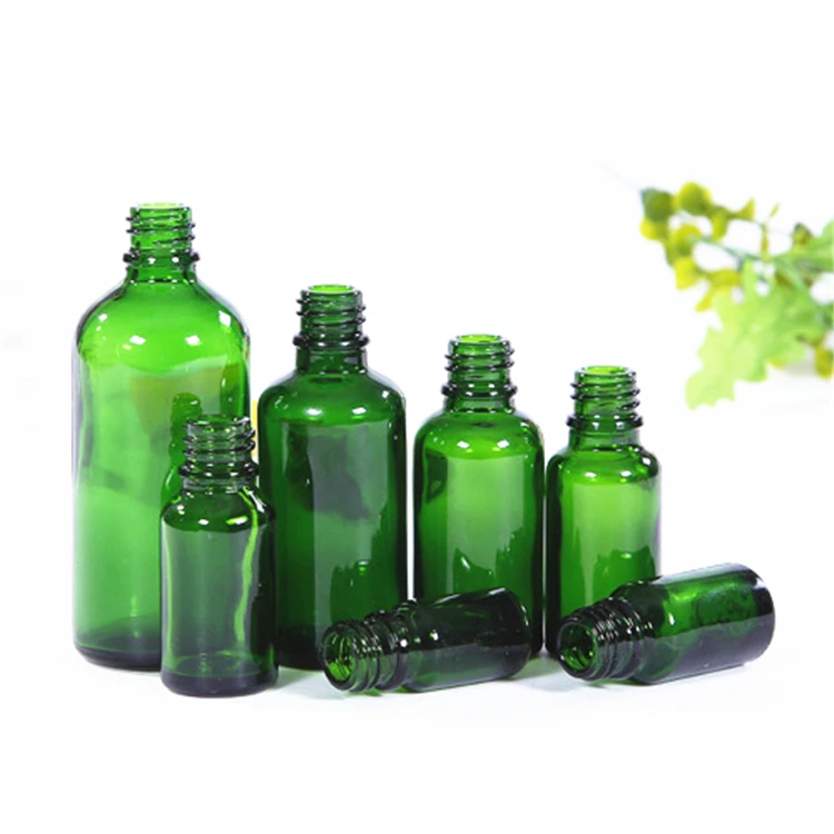 IBELONG Wholesale 5ml 10ml 15ml 20ml 30ml 50ml 100ml Green Skin Care Essential Oil Glass Dropper Bottle With Screw Cap