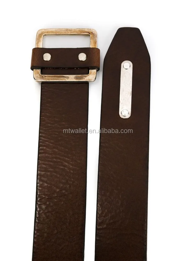 Wholesales vintage men belt vegetable tanned leather, Brown leather square buckle belt for Europe America market