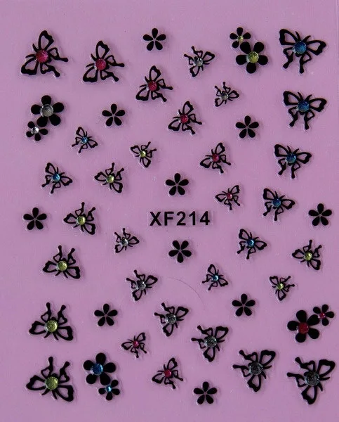 butterfly black 3D design Water Transfer Nails Art Sticker decals lady women manicure tools Nail Wraps