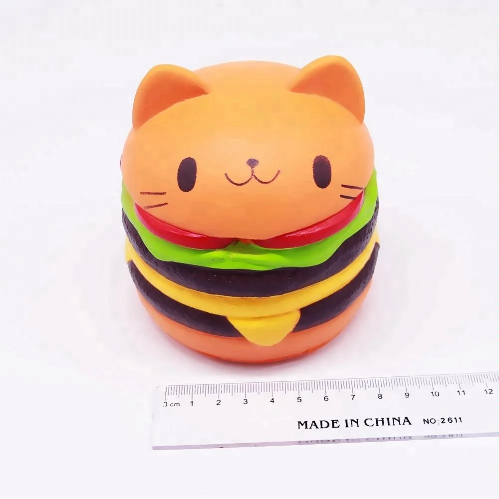 
Lovely Cat Hamburger Squishy Soft Toy Funny Toy Children Gift PU Food Kids Squishy Toy 