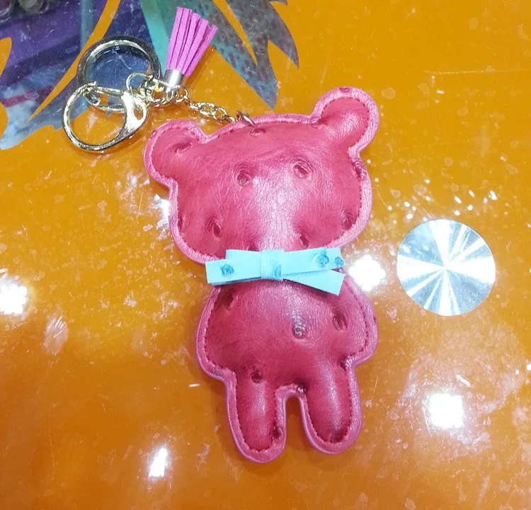 Handmade Leather Keychain Car Animal Key Chain Women Bag Charm Pendant Bag Accessories