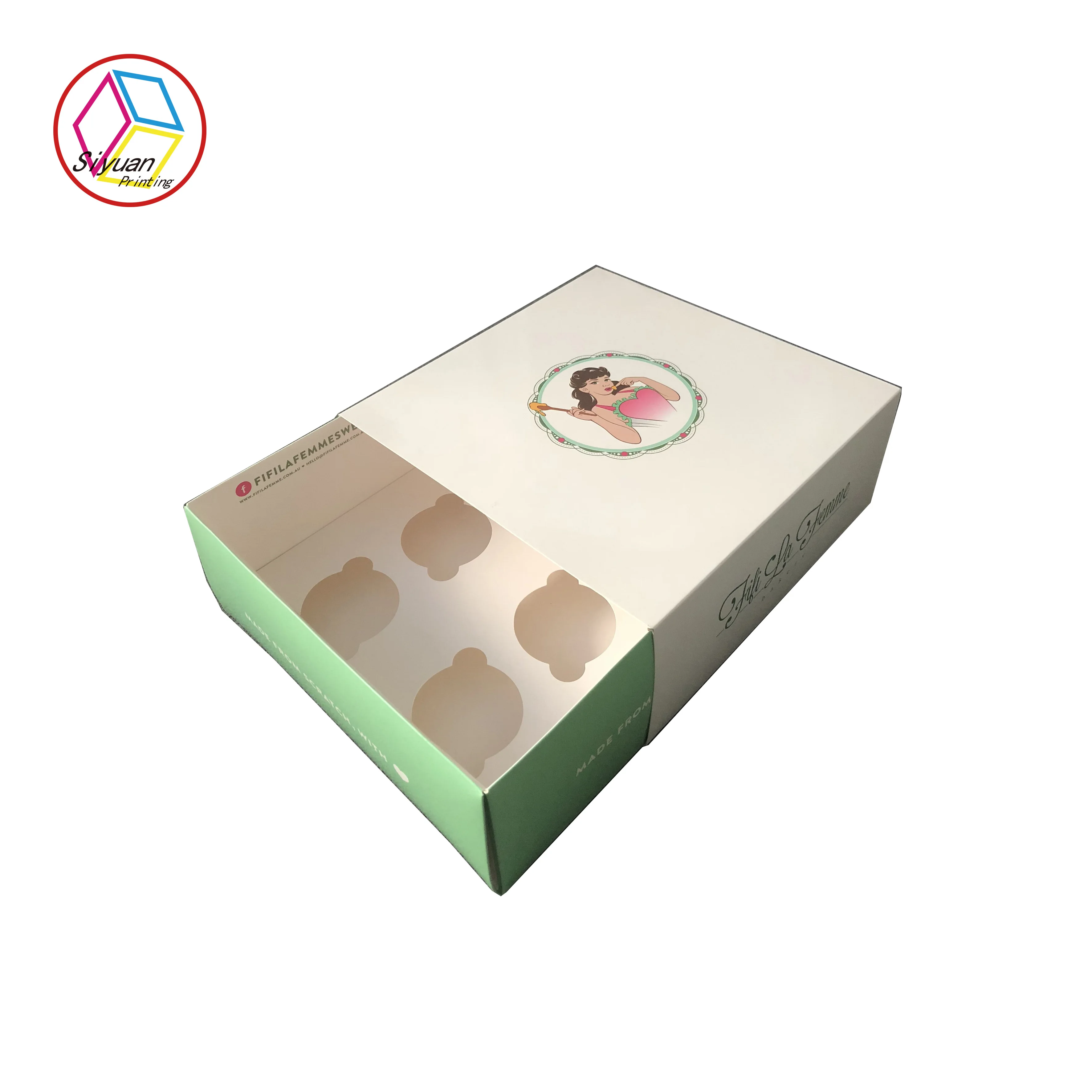 Custom Clear Cake Box Cupcake Box with Window Food Cajas Para Cupcakes Customized SY Paperboard Cupcake Box and Packaging Pink