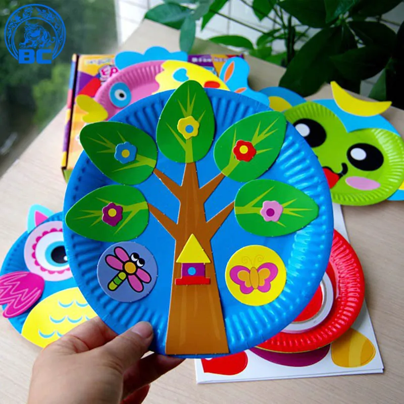 
Factory supplies interesting creative handmade art cartoon paper sticker plate for kids DIY 