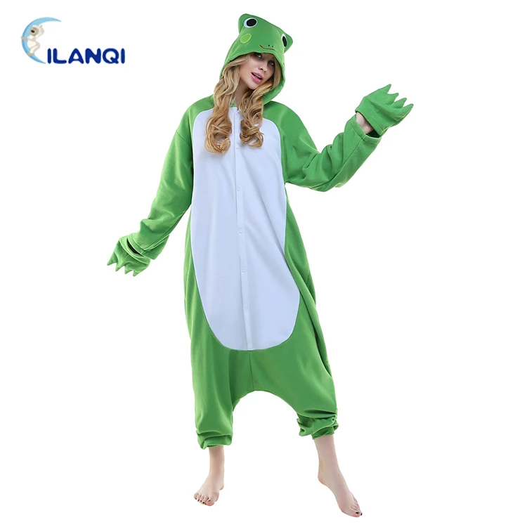 Manufacturer onesie flannel fleece polyester frog animal pajamas for adults