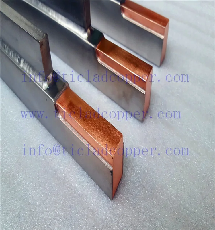 Titanium clad copper bar / clad bar for hydrometallurgy/ copper clad stainless steel sheet plate for eletrowinning  refining