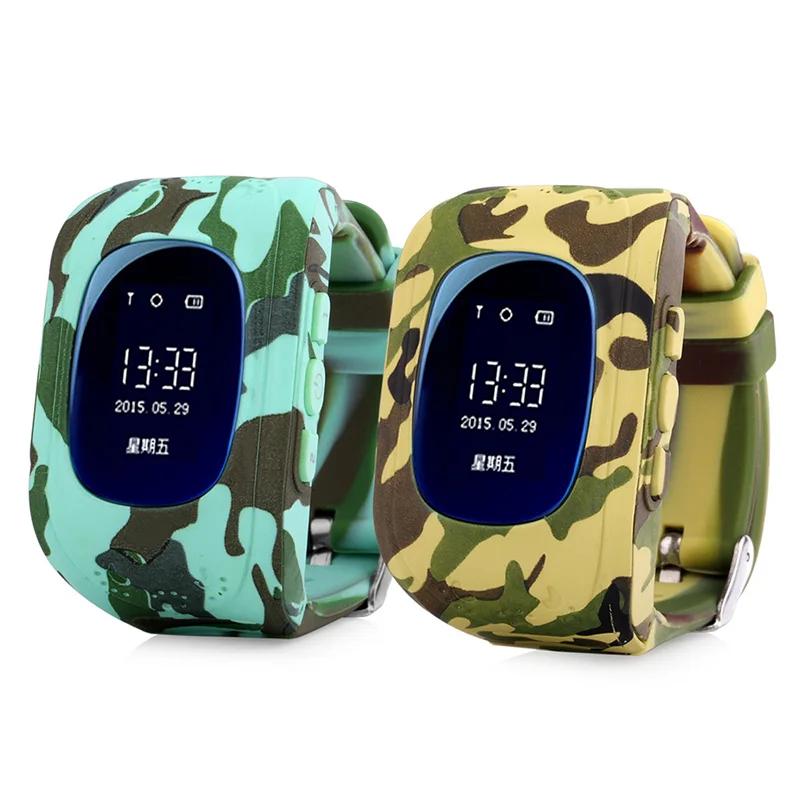 Camouflage Q50 OLED GPS Tracking Watch For Kids SOS Emergency Smart watch Wearable Devices Finder Locator Tracker