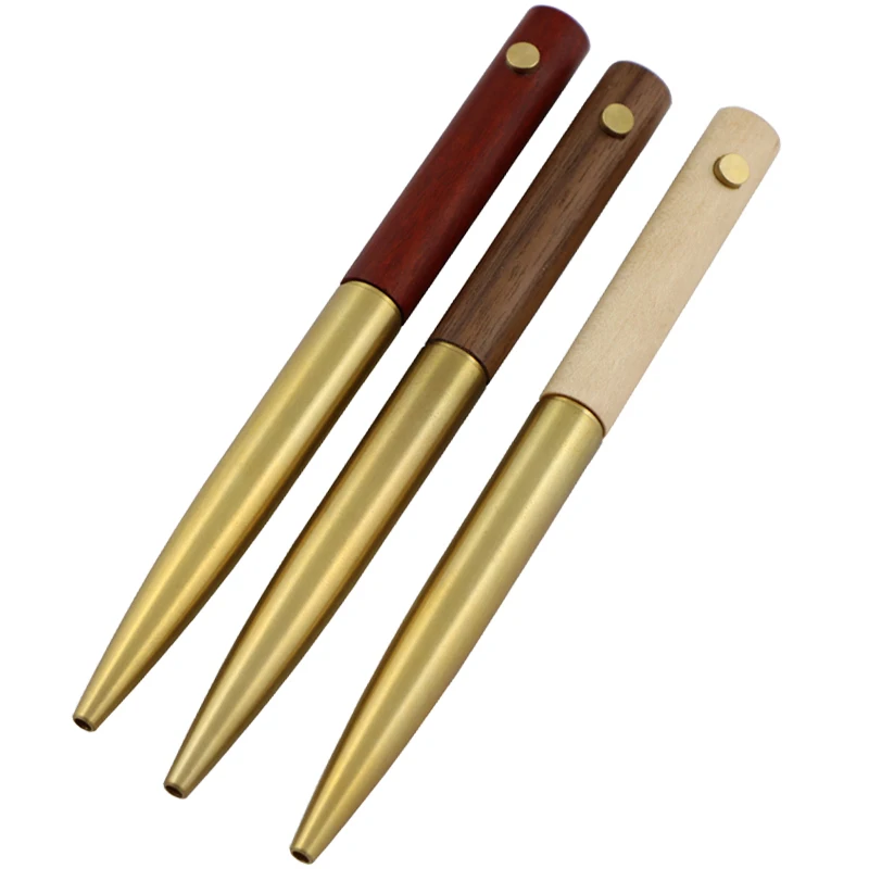 Asian Wood Engraving Pen Groove Taiwan Classic Semi-metallic Timber Pens Lathe Woodturning Brass Ball Pen With Nipple
