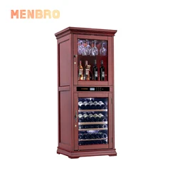 Classic Design Wooden Compressor Whiskey Wine Fridge Corner Oak Red Wine Cooler Cabinet for Living Room Home Bar Cellar