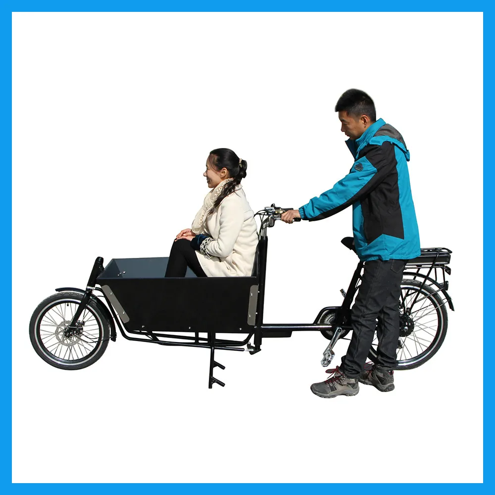 Электрический Семьи Грузовой Велосипед с 2 Колесами с Фронтальной Загрузкой Корзину