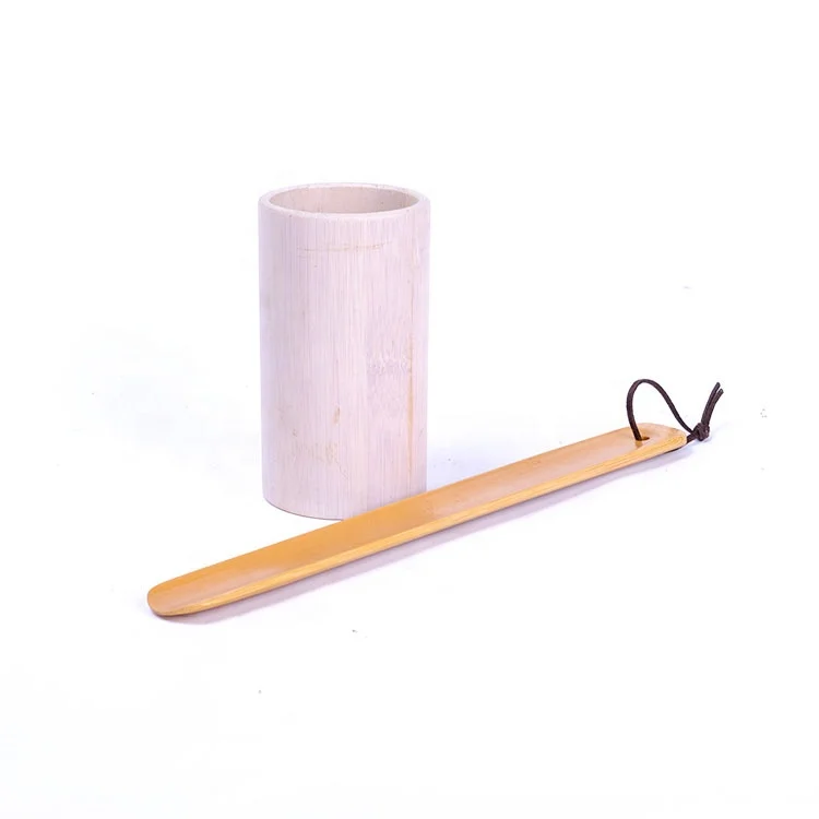 Bamboo long handle high quality durable on sale humanized design hand shoe horn