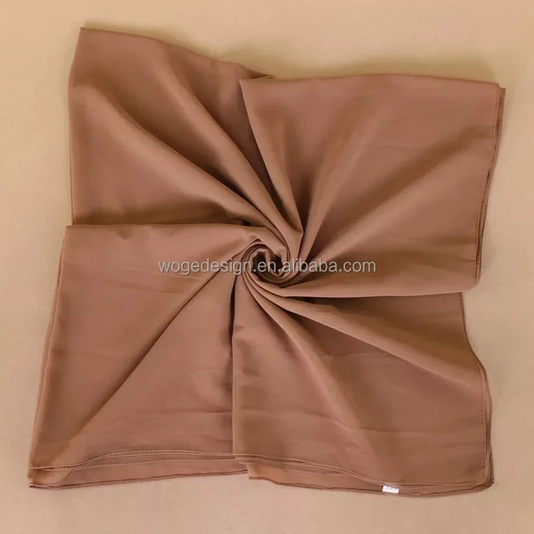Muslim rectangular dress shawl hijab bandana ladies yiwu factory bubble plain solid heavy polyester square chiffon scarf