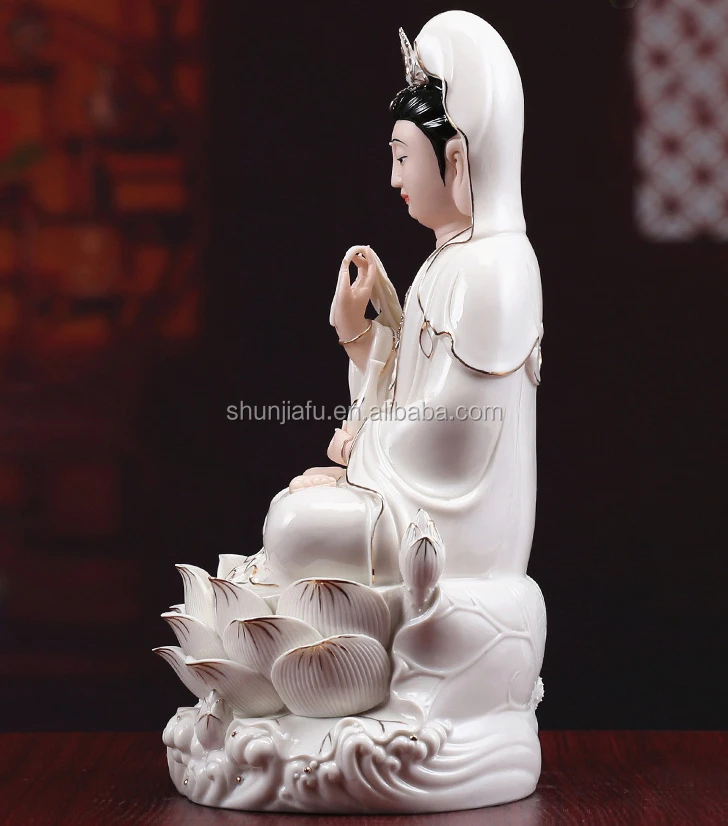 Different Sculpture Wholesale Porcelain Religious Crafts Ceramic Figurine Guanyin Buddha Statue