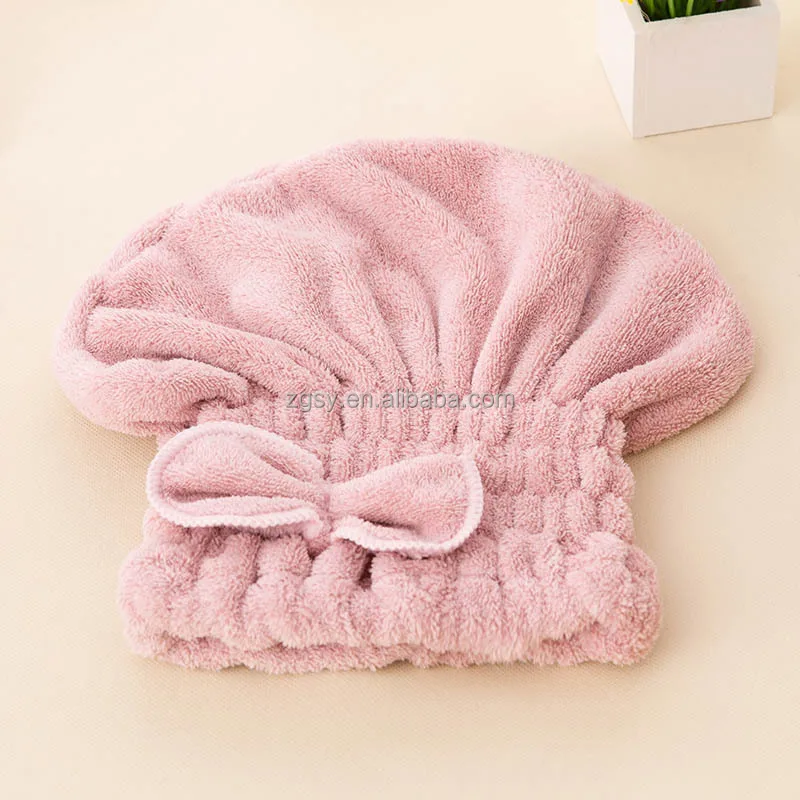 
high quality hair drying hat microfiber shower head wrap towel 