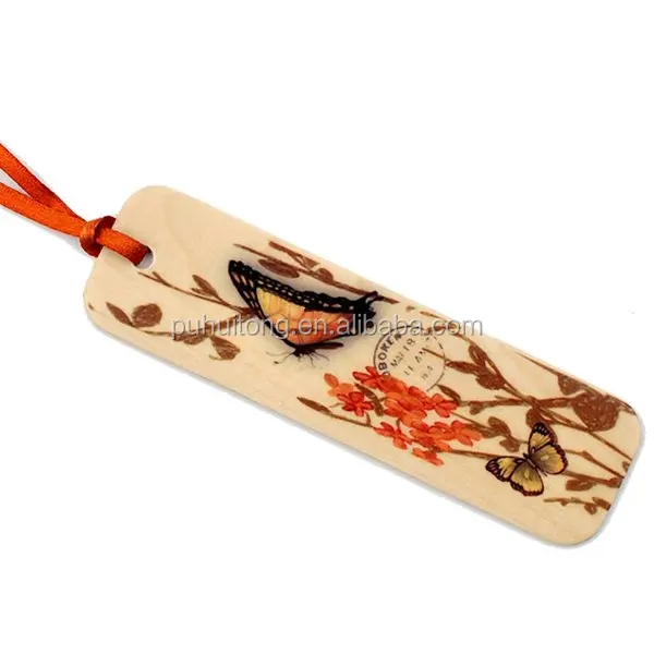 4 colors printing promotional wooden bookmark