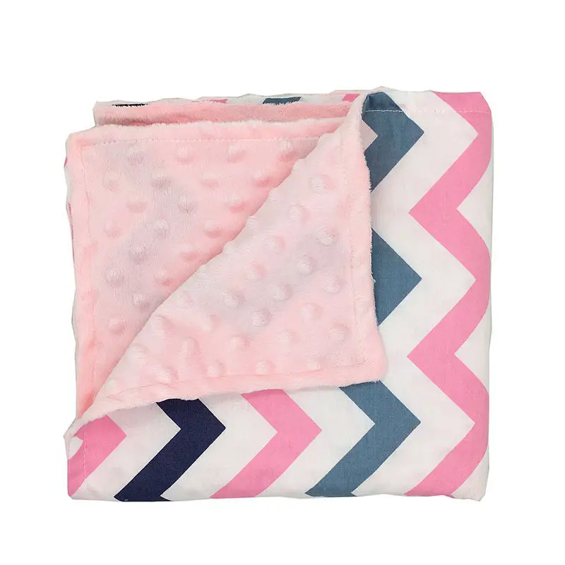 
Double layers printed dot minky coral fleece blanket soft thermal baby minky dotted printed blanket kids minky receiving blanket 