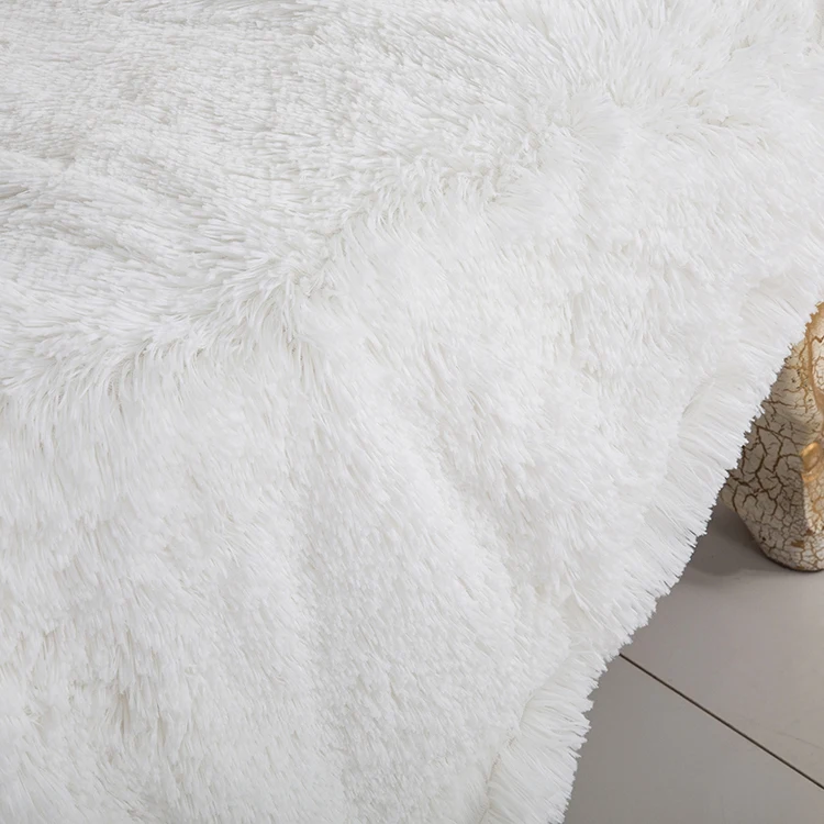 Лидер продаж, супер мягкое ворсовое одеяло из искусственного меха, уютные одеяла, длинные пушистые теплые элегантные флисовые жаккардовые одеяла в полоску из 100% полиэстера