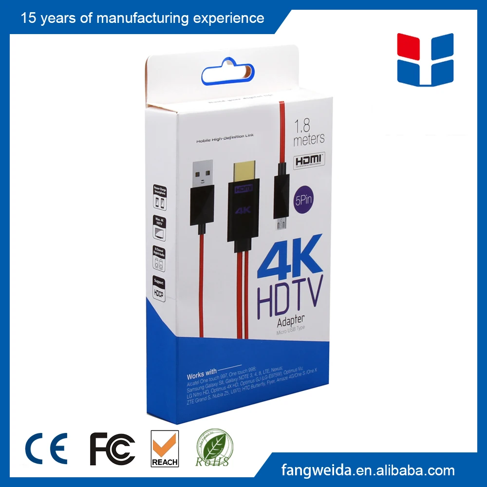 Новый 2016 4 К hdtv мхл hdmi адаптер micro usb для кабеля hdmi