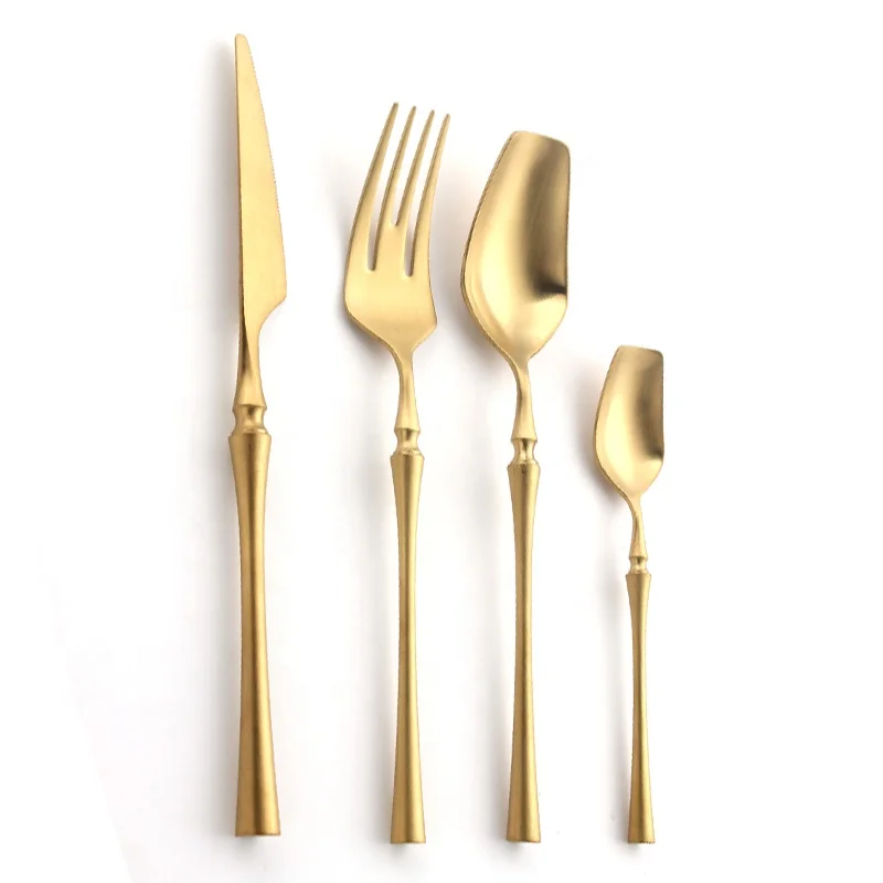 gold plated cutlery 6-Piece Flatware Set Knife Fork Spoon Gold Cutlery Set golden cutlery