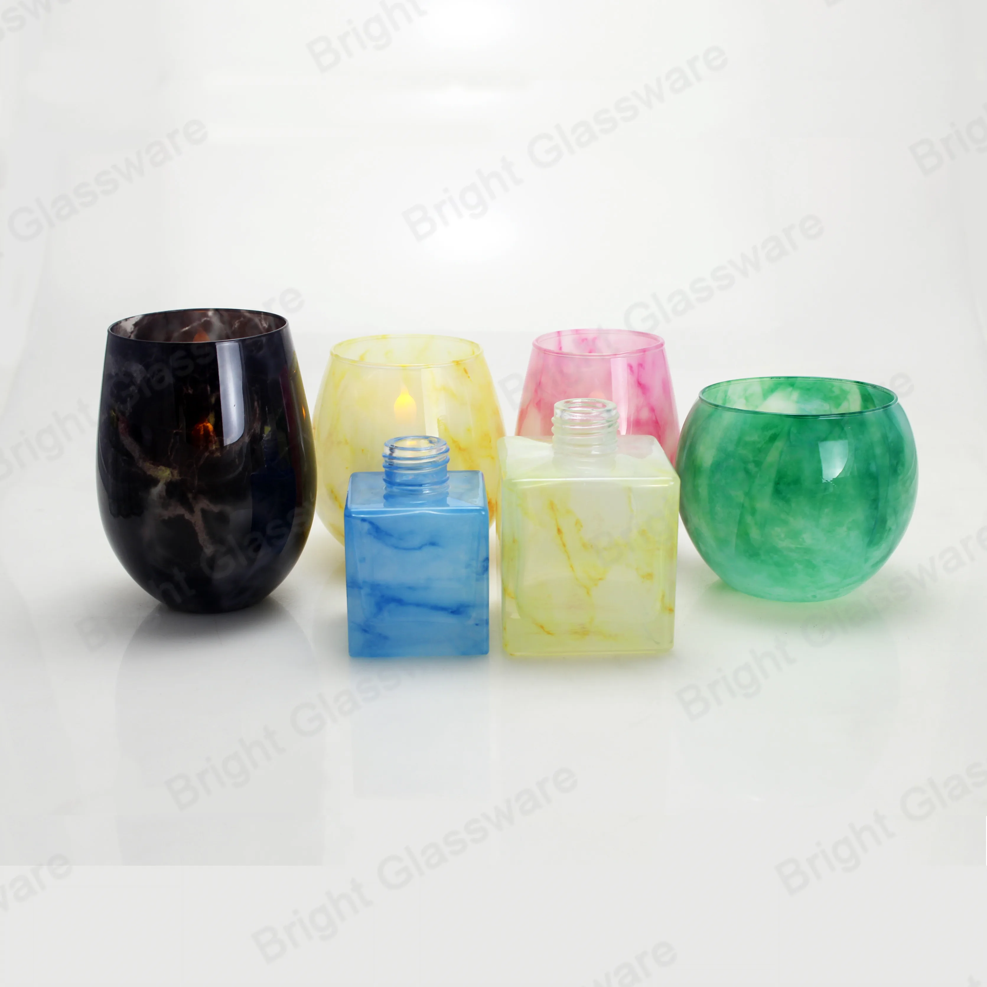 Wholesale high quality black marble natural stone custom logo candle jars holders made in china
