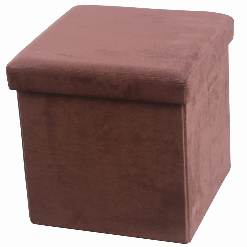 Good Quality Durable Service Folding Suede Ottoman Luggage Storage