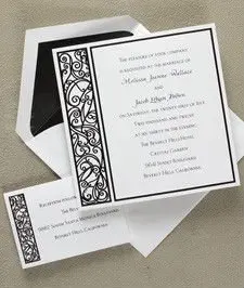 Приглашение S & Q CMYK на белом кардсток с жемчужным