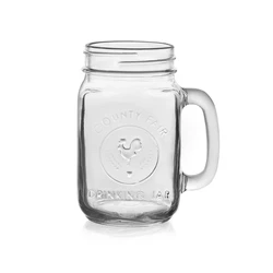 Factory Outlet 450ml 16oz Engraving Printed Empty Clear Drinking Cup Glass Mason Jar with Handle / lid / Straw