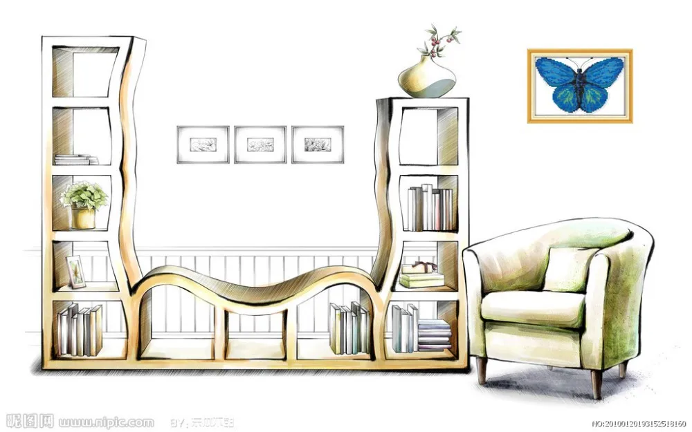 Набор для вышивки крестиком NKF с синей бабочкой, распродажа