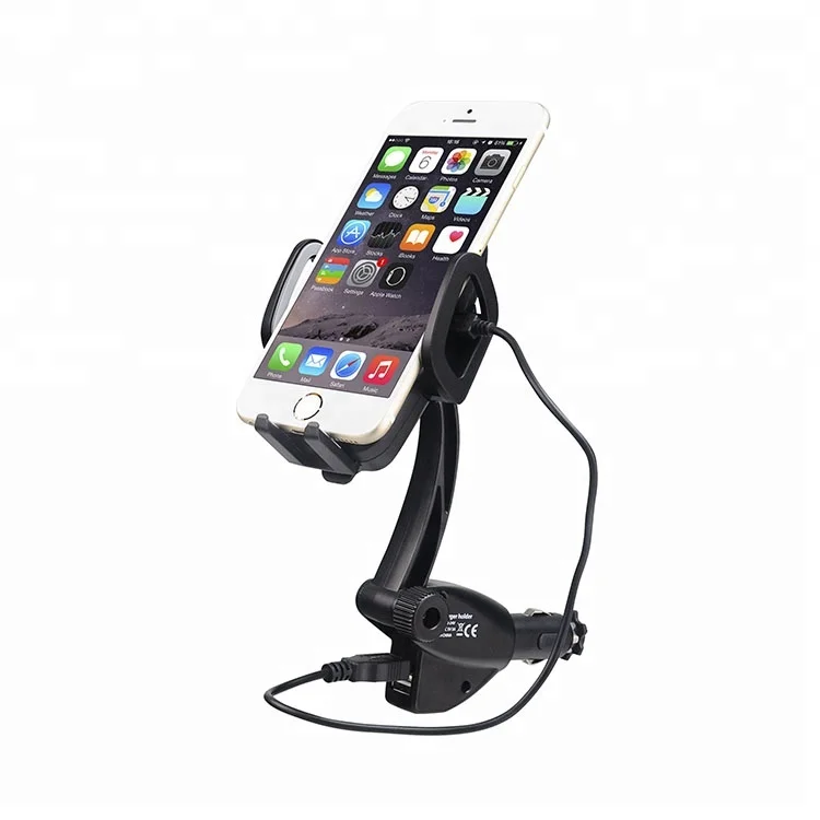 Quick charge QC 3.0 2 USB cigar socket wireless fast charging car phone charger holder