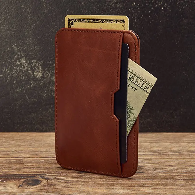 Slim Card Sleeve Wallet with RFID Protection Top Quality Italian Leather Credit Card Holder