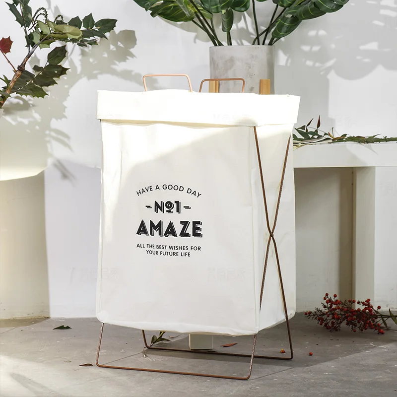 15' Tall Heavy Duty X-Frame Collapsible Laundry Hamper Fabric Wire Basket with Handles for Bedroom Dorm or Laundry Room