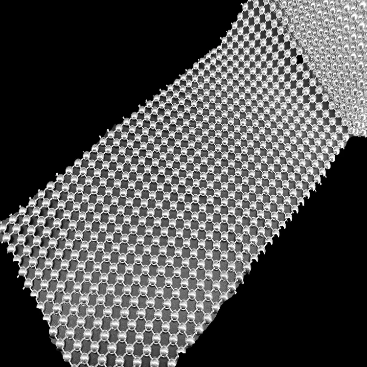 Stylish 18 row  Pearl mesh  silver rhinestone elastic ribbon wrap  for drop earrings decoration