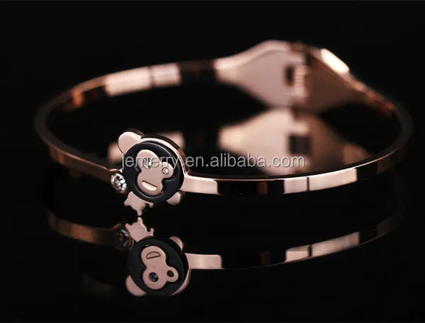 Turkish Jewelry Superstart Simple Design Molds Sikh Kara Bangle White Gold Plated Cuff Palm Bangle with Monkey Animal