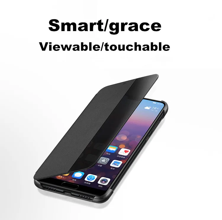 
Роскошный умный чехол-книжка с сенсорным окошком, пластиковый Гибридный чехол для мобильного телефона Huawei P20 P20 Lite P7 P8 P9 P10 