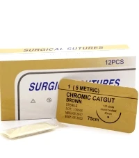 
China Hot Sale Medical Sterile Chromic Catgut Surgical Suture With Needle CE ISO 45cm 75cm 90cm 