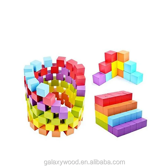wholesale Custom colorful schima wood  cubes for kids