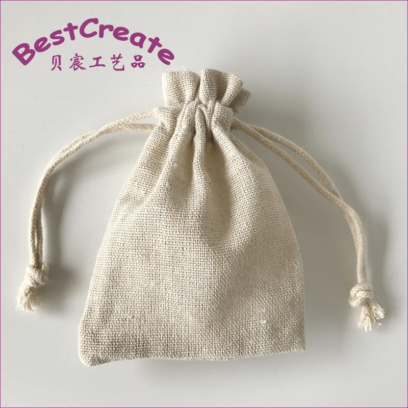 Custom Logo manufacturer Supply 4x6 Inch Natural cotton linen Plant Seed pouhces Drawstring pumice stone bags