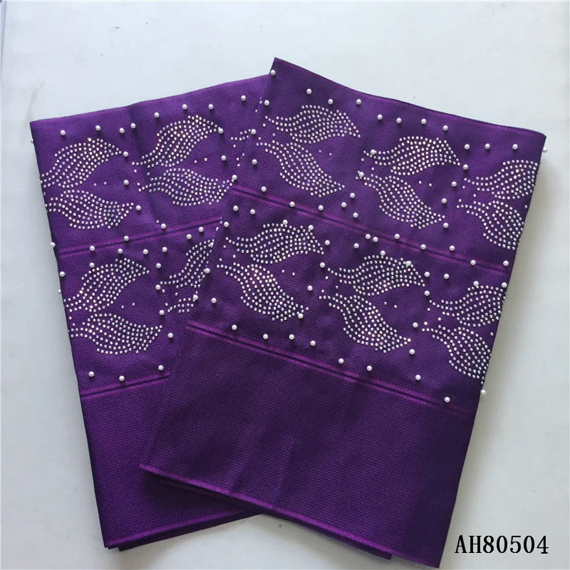 AH80504Best selling fashion nigerian aso oke headtie with beads and stones elegant peach aso oke warp