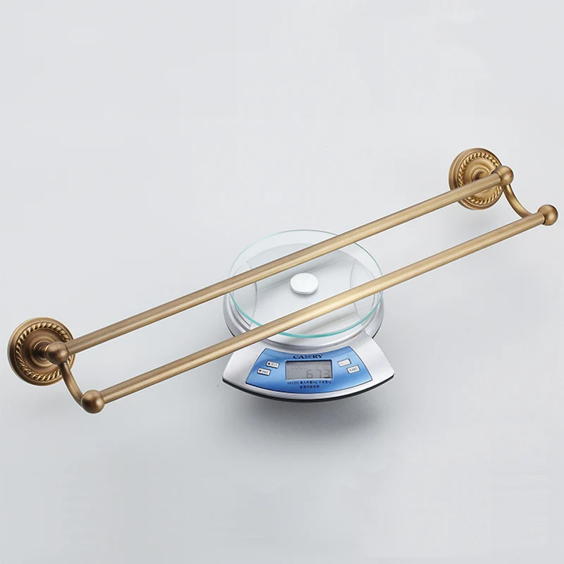 
Antique brass double towel bars for sale Engraved wall mount towel rail XR-GZ-9010 