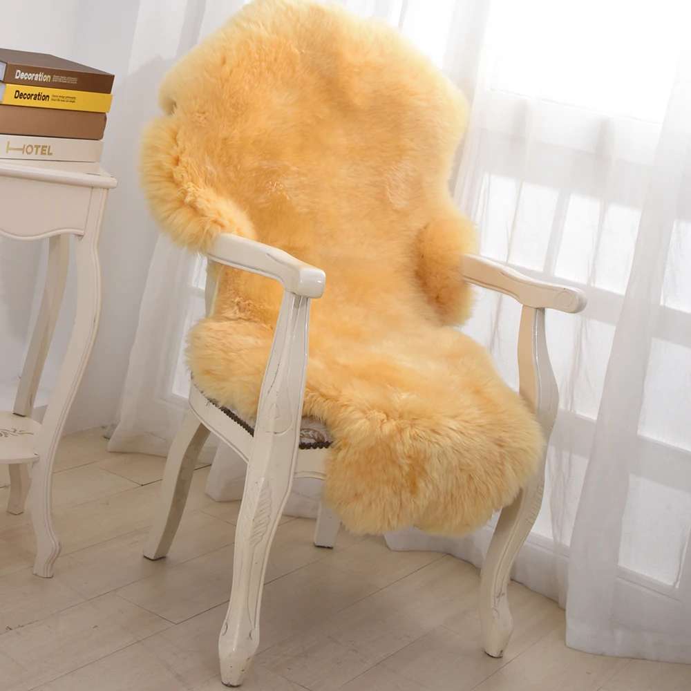 
 80*100 см однослойный окрашенный натуральный мех ворсистый коврик из овчины для домашнего декора  